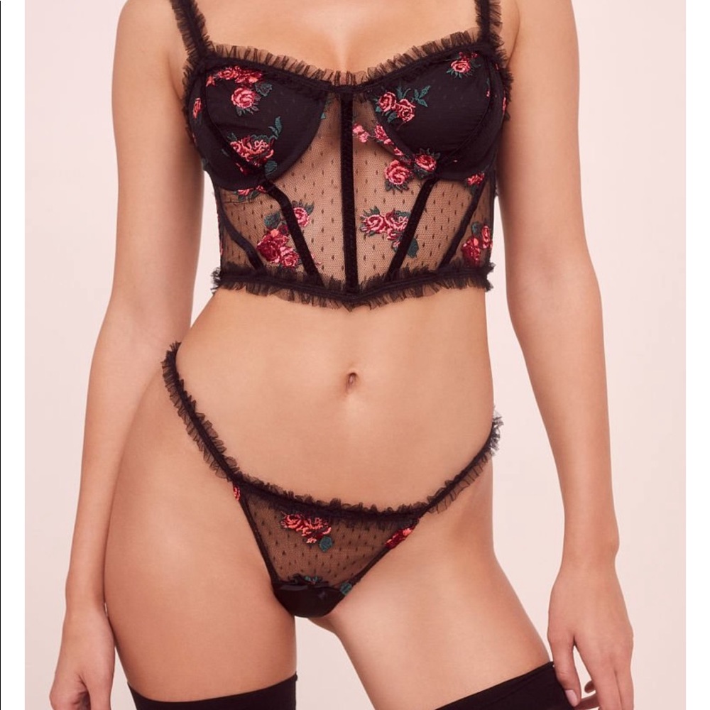 3 piece NWT VS For Love and Lemons bustier, garter and thong